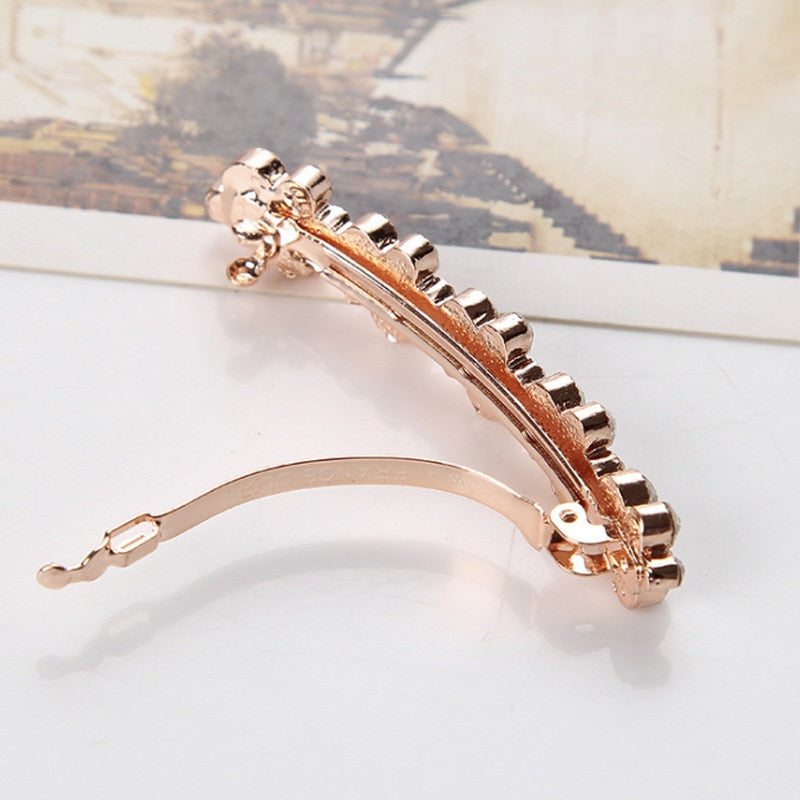 Korean Crystal Pearl Barrettes Popular Elegant Hair Clip