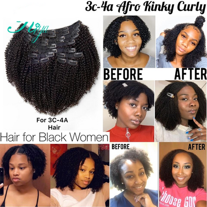 Afro Kinky Curly Clip-In Brazilian Human Hair Extensions