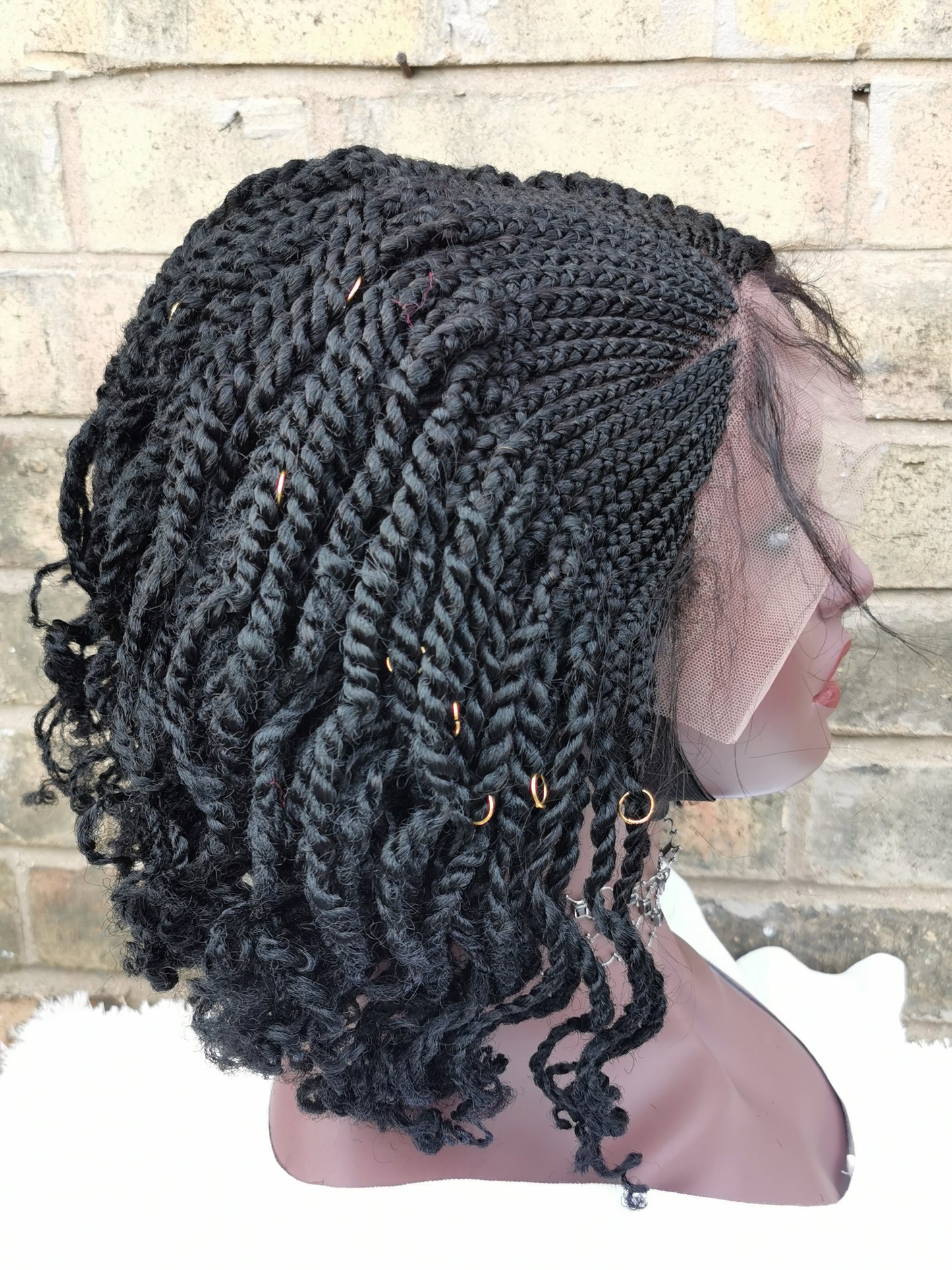 Lace Front Side Kinky Twists Wig - Tola