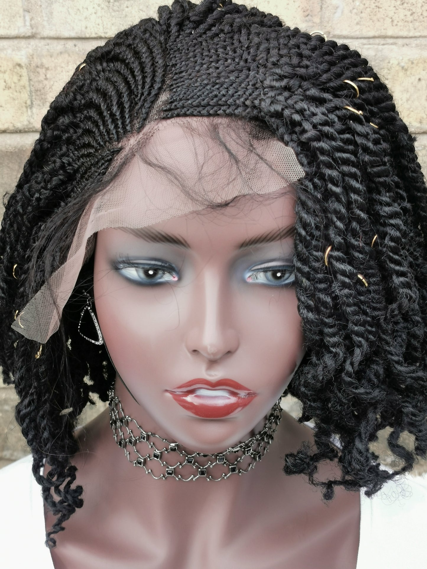 Lace Front Side Kinky Twists Wig - Tola
