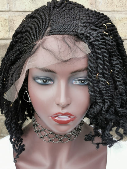 Lace Front Side Kinky Twists Wig - Tola
