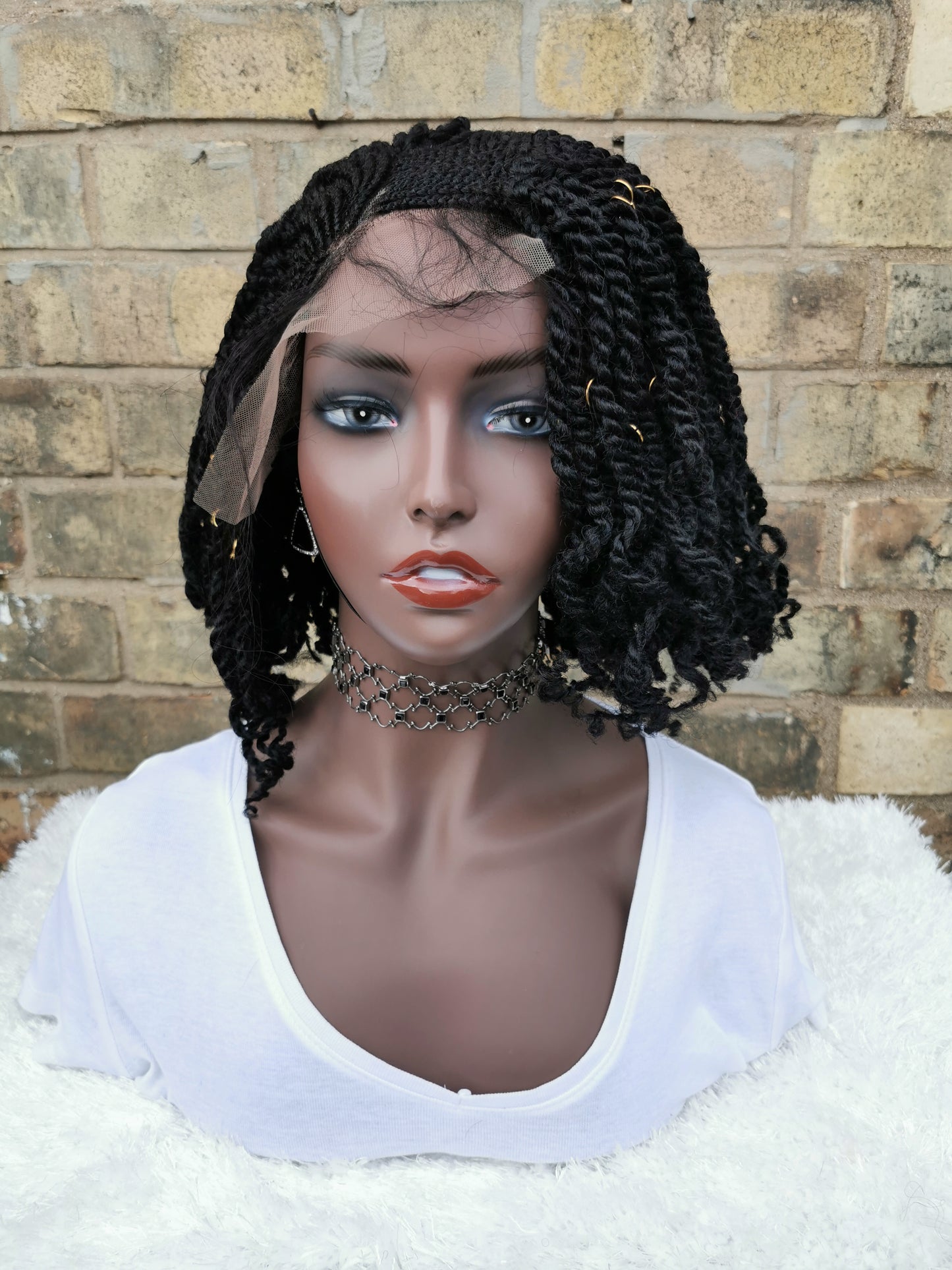 Lace Front Side Kinky Twists Wig - Tola