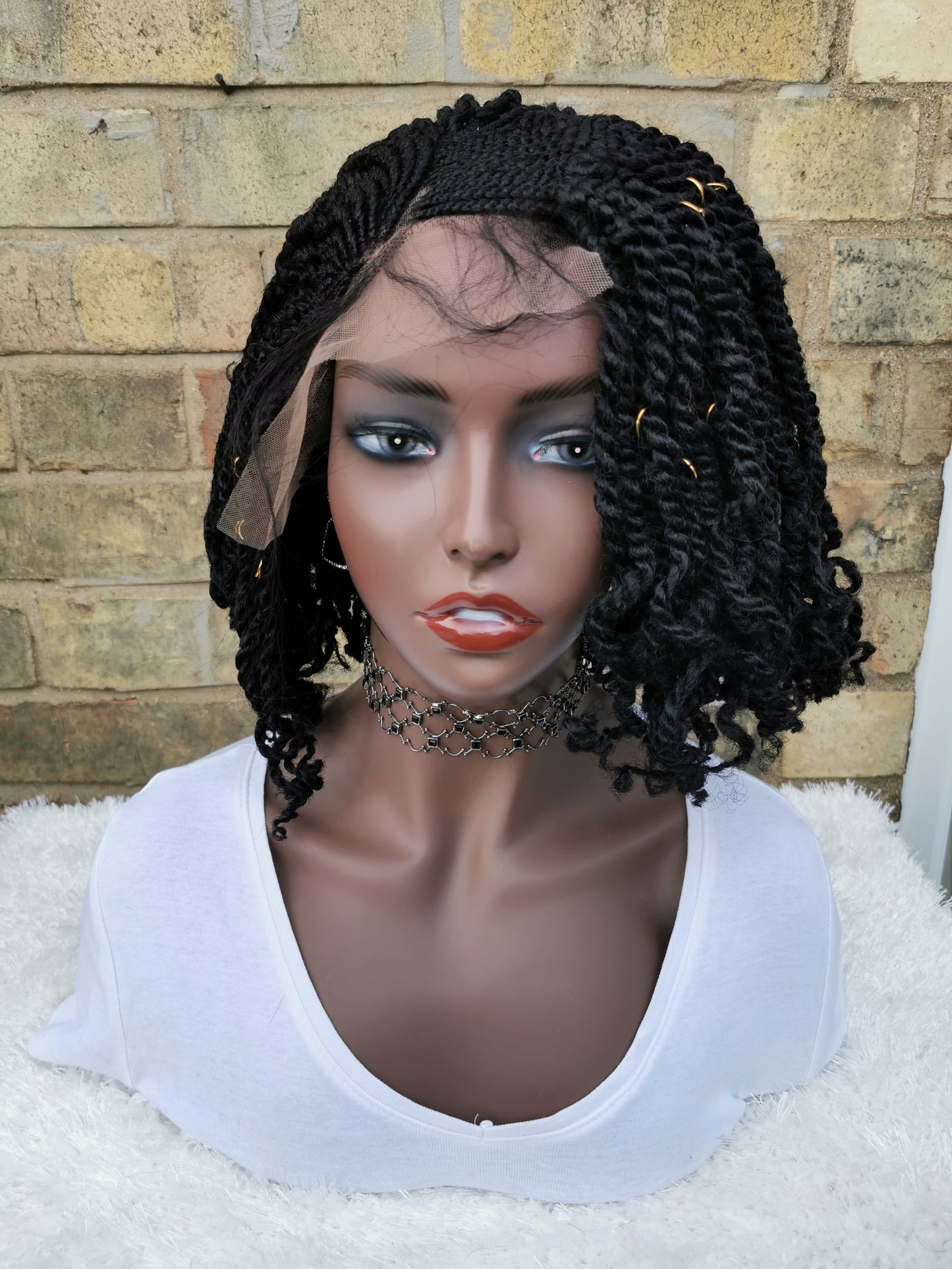 Lace Front Side Kinky Twists Wig - Tola