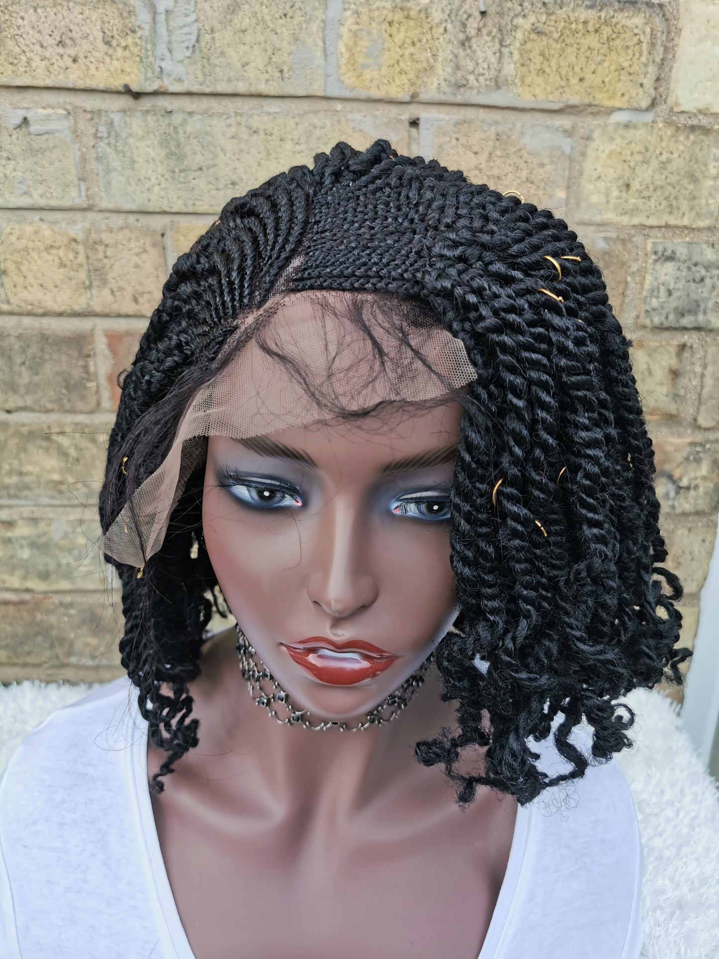 Lace Front Side Kinky Twists Wig - Tola