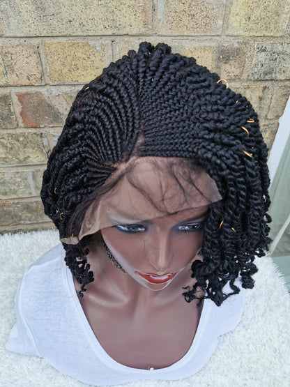 Lace Front Side Kinky Twists Wig - Tola