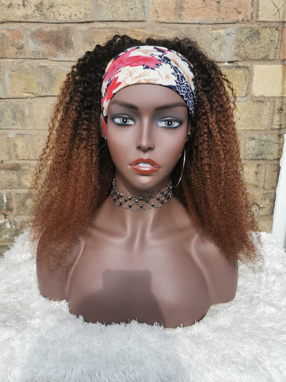 Brazilian Afro Kinky Curly Ombre Headband Wig -Tania