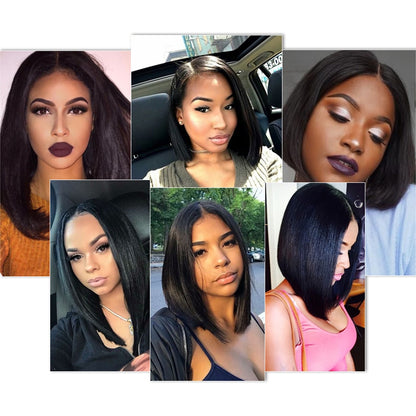 Short Lace Front Brazilian Remy Human Hair Bob Wig