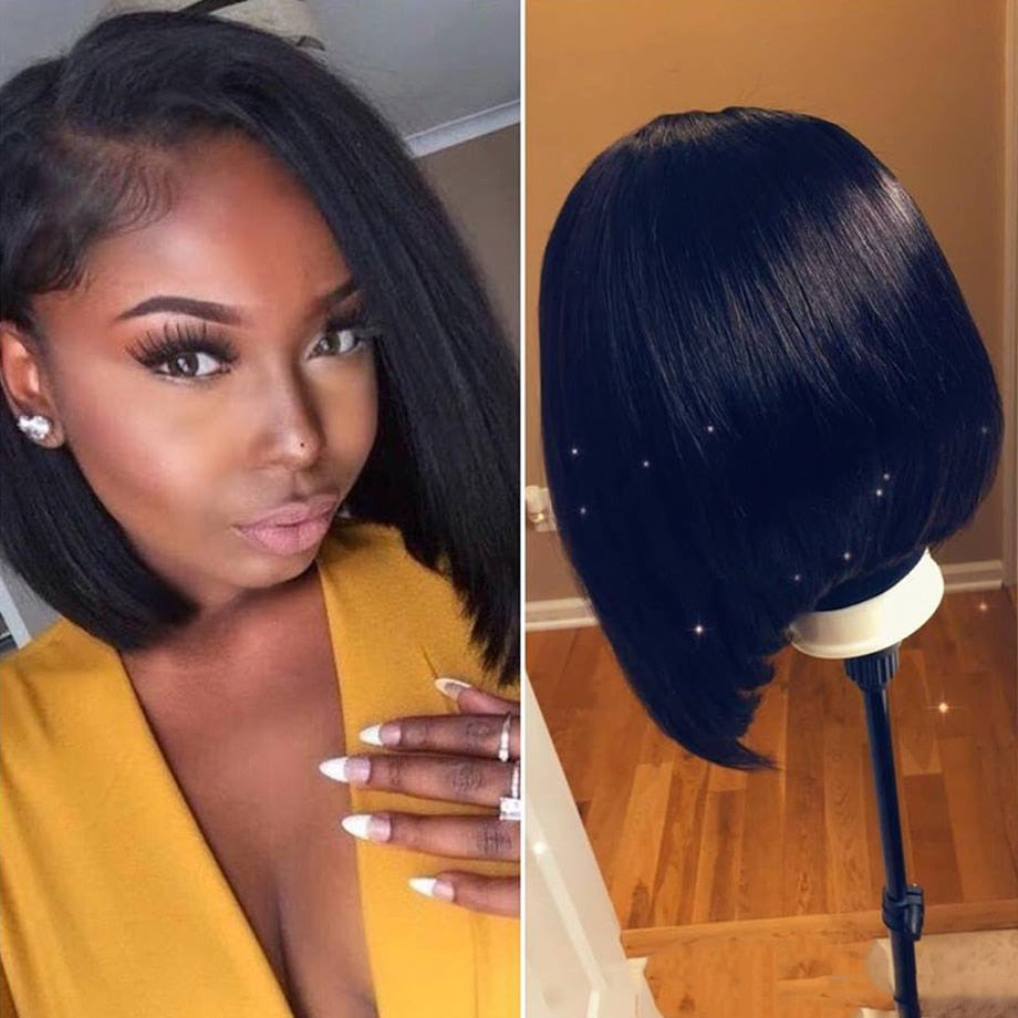Short Lace Front Brazilian Remy Human Hair Bob Wig