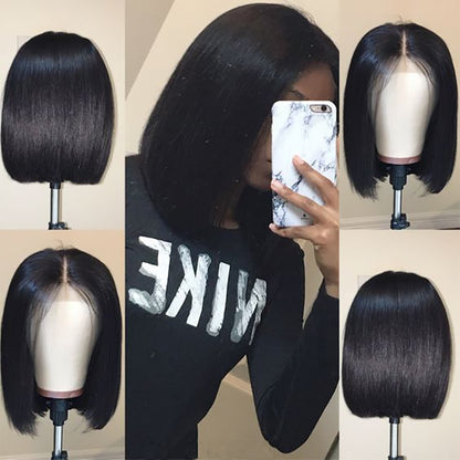 Short Lace Front Brazilian Remy Human Hair Bob Wig