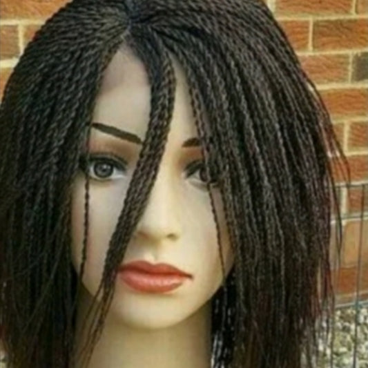 Braided Twists Wig - Human Hair Closure 8"