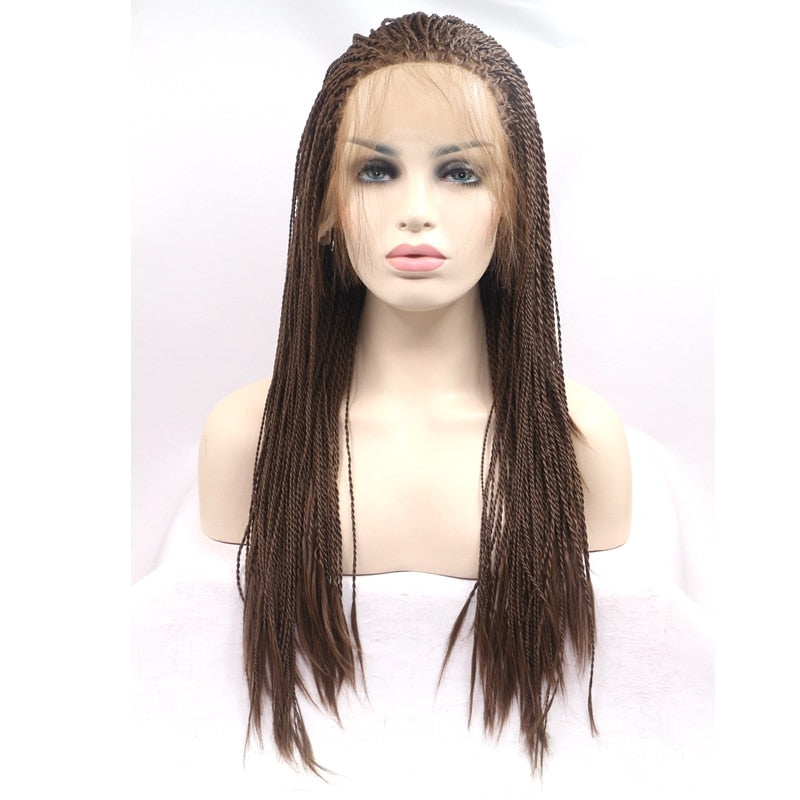 Straight natural micro braided lace front Wig