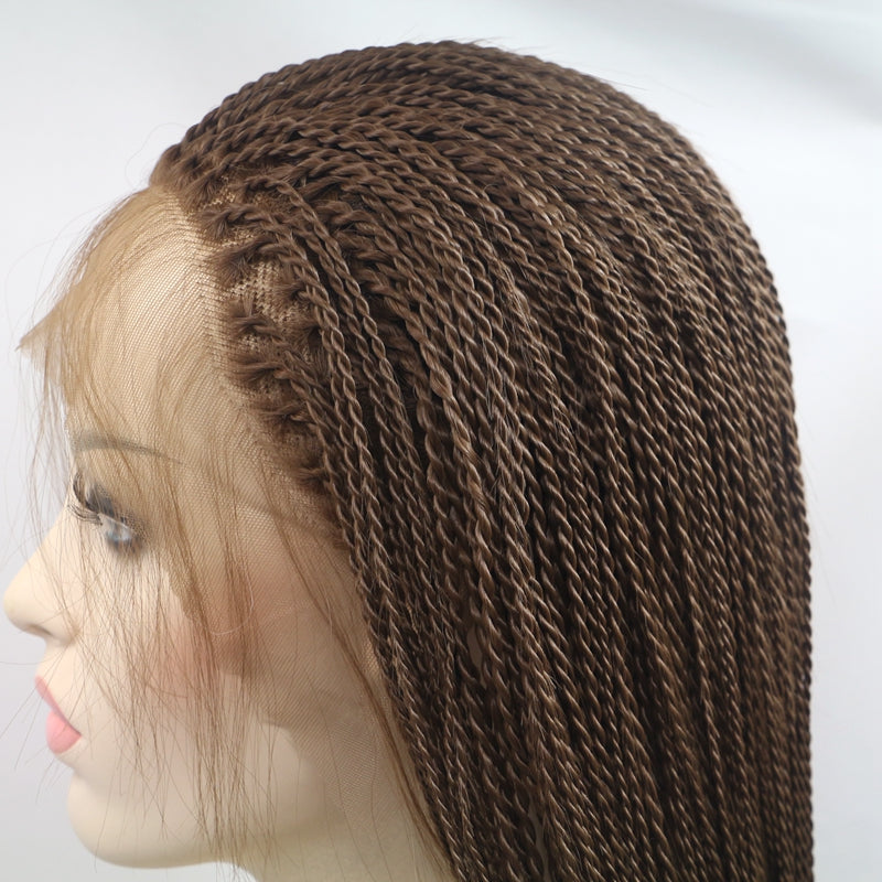 Straight natural micro braided lace front Wig