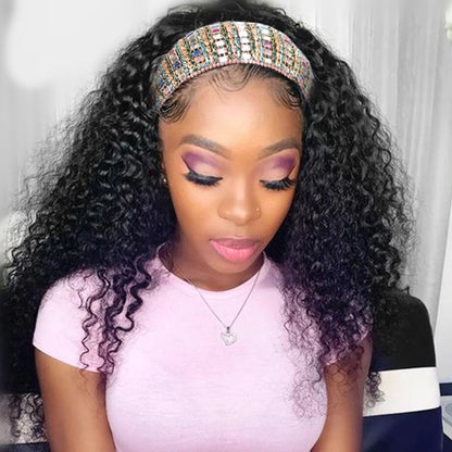 Kinky Curly Human Hair Headband Wig - Aria