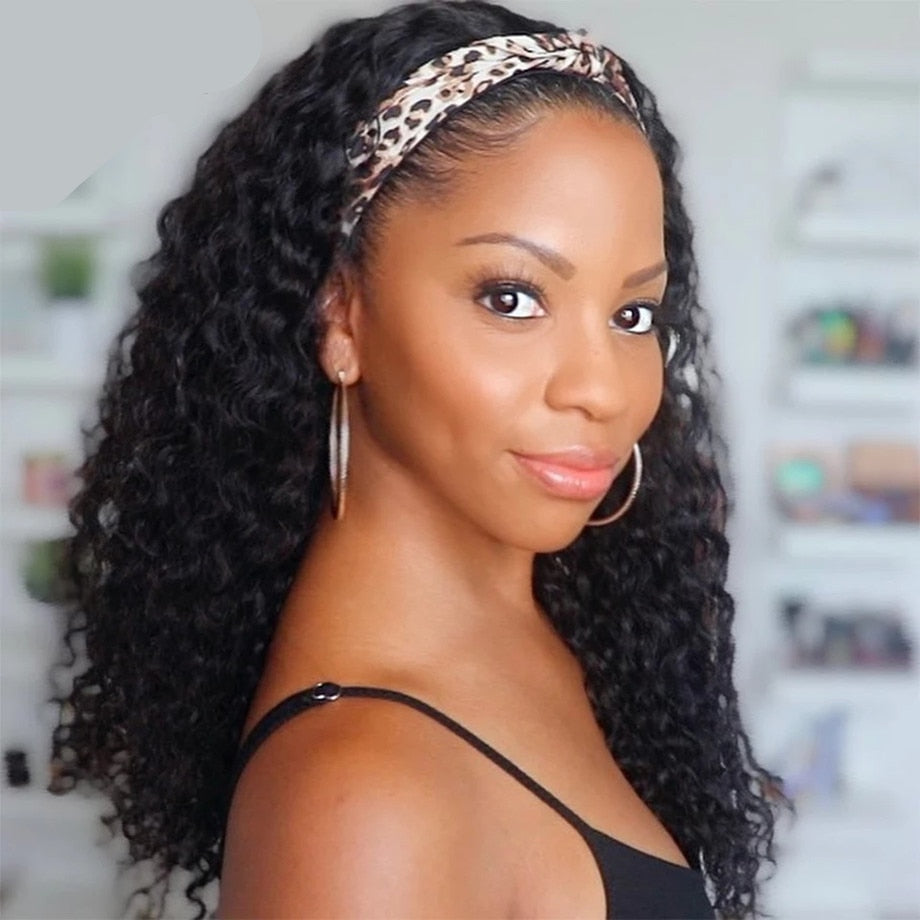 Kinky Curly Human Hair Headband Wig - Aria