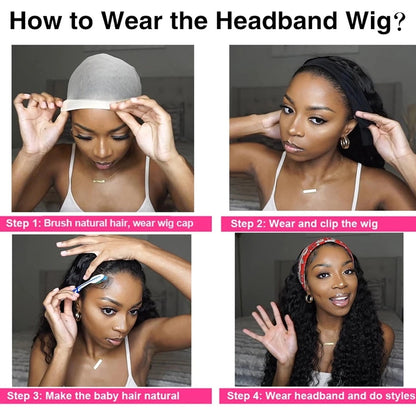 Brazilian Remy Kinky Straight Human Hair Headband Wig - Sasha