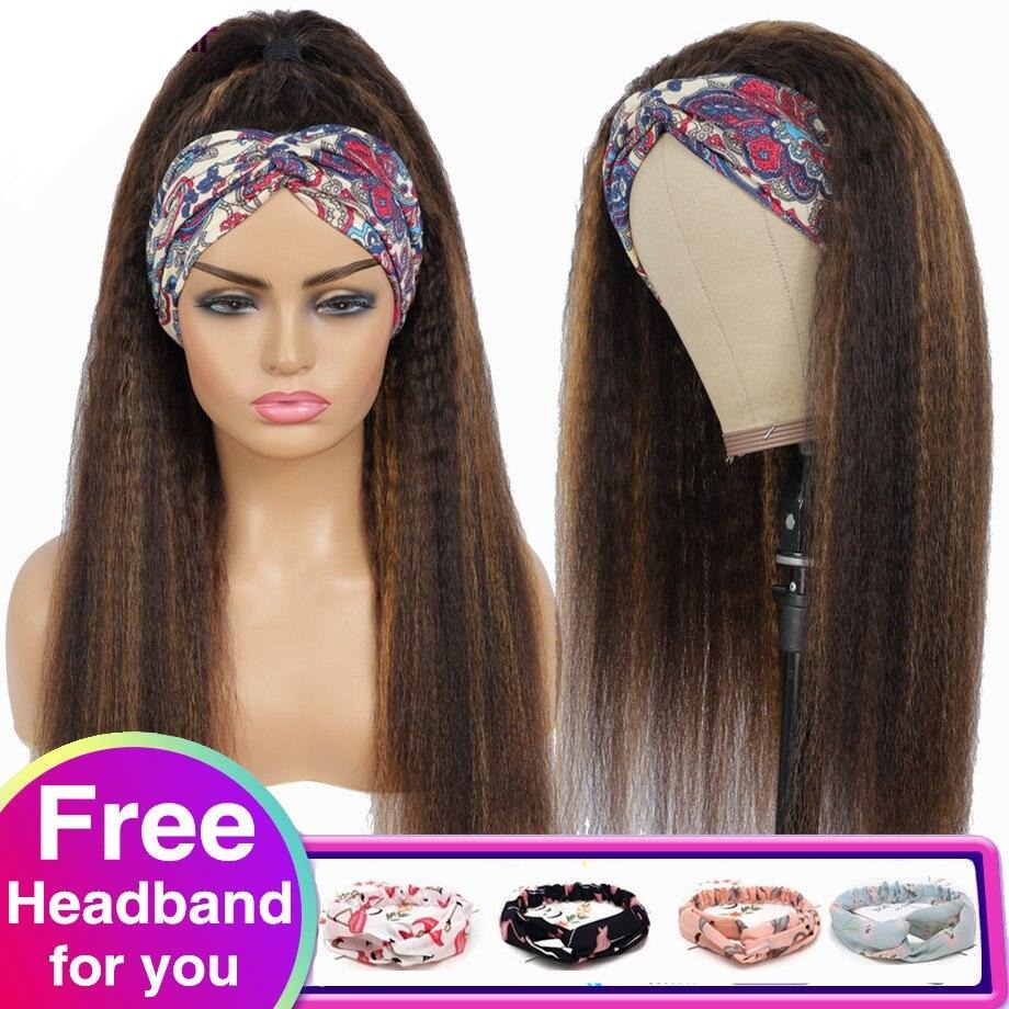 Brazilian Remy Kinky Straight Human Hair Headband Wig - Sasha