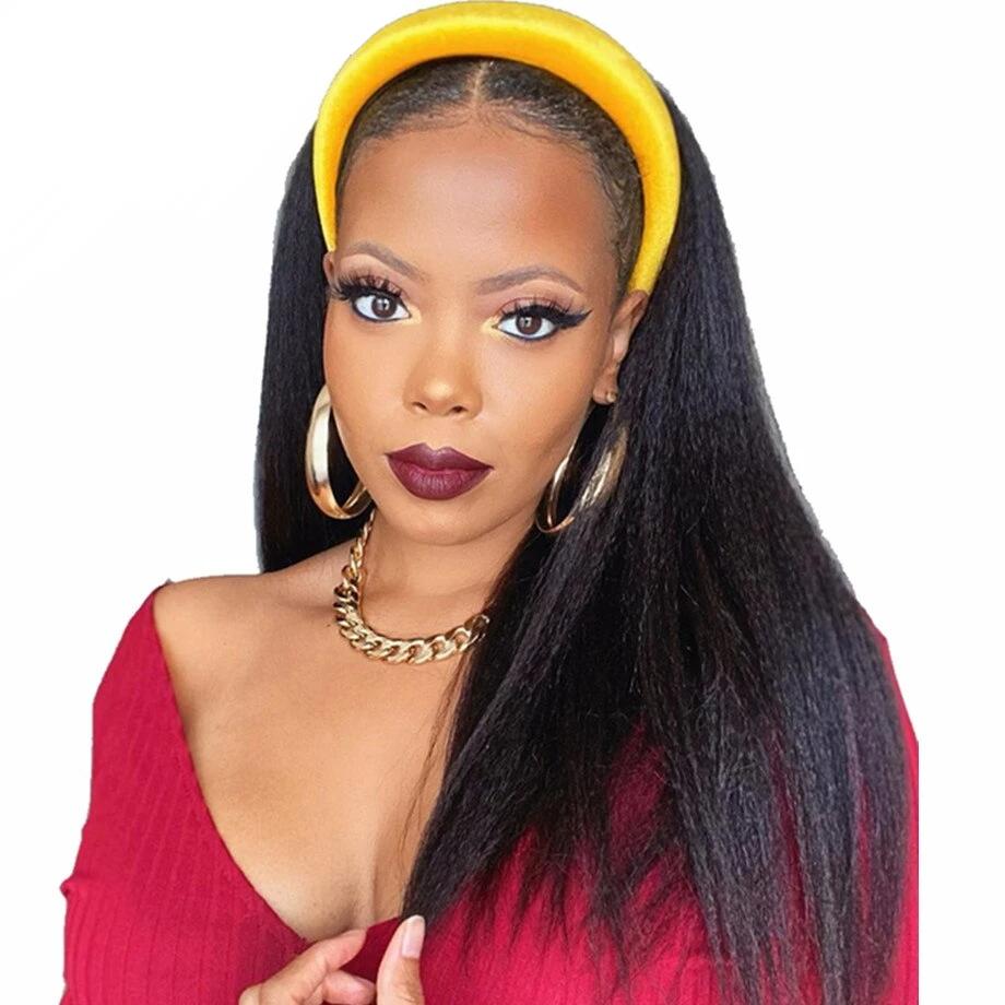 Brazilian Remy Kinky Straight Human Hair Headband Wig - Sasha