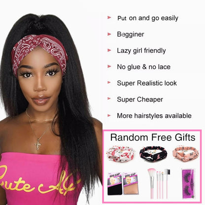 Brazilian Remy Kinky Straight Human Hair Headband Wig - Sasha