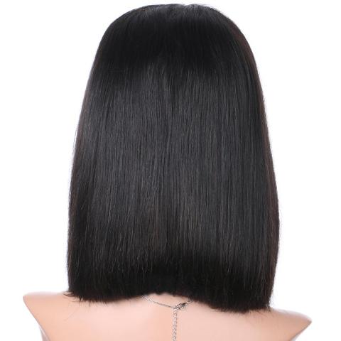 Short Straight Peruvian Pre Plucked Lace Front Human Hair Wig  - Deep Part - Nicoleta
