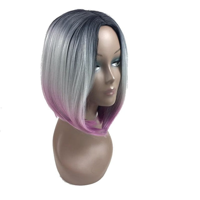 Ombre Bob Wig Heat Resistant Straight Synthetic Wigs for Women