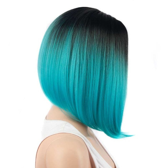 Ombre Bob Wig Heat Resistant Straight Synthetic Wigs for Women