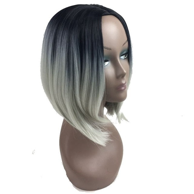 Ombre Bob Wig Heat Resistant Straight Synthetic Wigs for Women