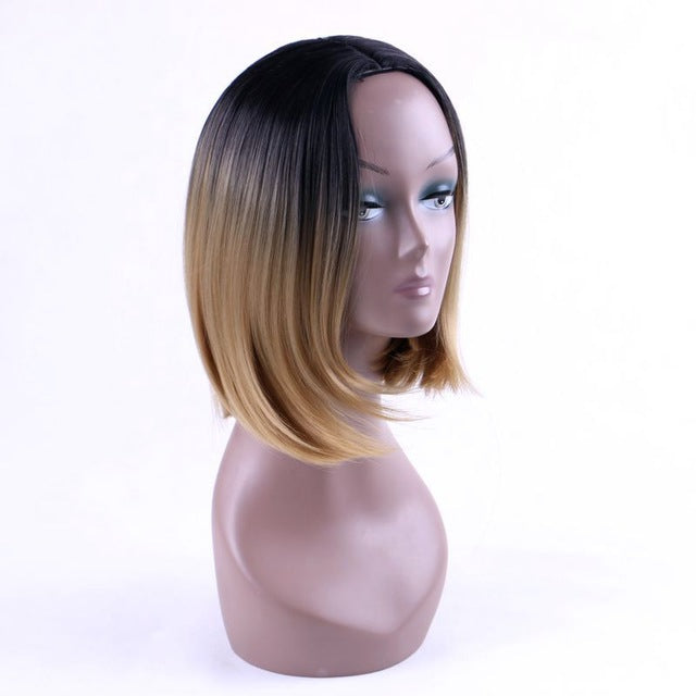 Ombre Bob Wig Heat Resistant Straight Synthetic Wigs for Women