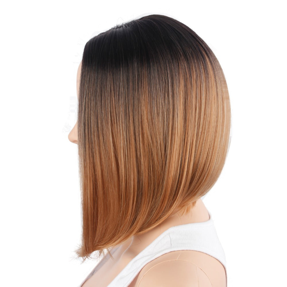 Ombre Bob Wig Heat Resistant Straight Synthetic Wigs for Women