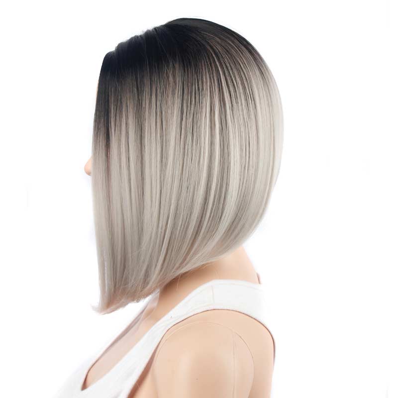 Ombre Bob Wig Heat Resistant Straight Synthetic Wigs for Women
