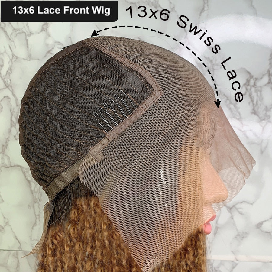 Newa Hair 13x6 Curly Lace Front Human Hair Wigs Pre Plucked Ombre Lace Front Wigs Short Bob Wigs Brazilian Remy Lace Frontal Wig