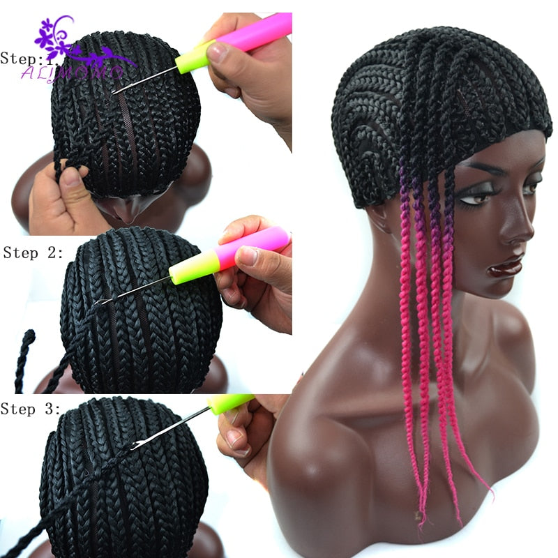 Popular Black Cornrow Wig Caps For Making Wigs With Adjustable Strap Braided Cap 10pcs/pack For Wig Cap Crochet Synthetic Braid