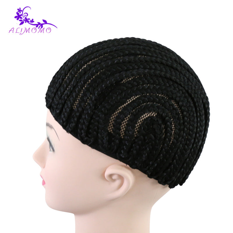 Popular Black Cornrow Wig Caps For Making Wigs With Adjustable Strap Braided Cap 10pcs/pack For Wig Cap Crochet Synthetic Braid