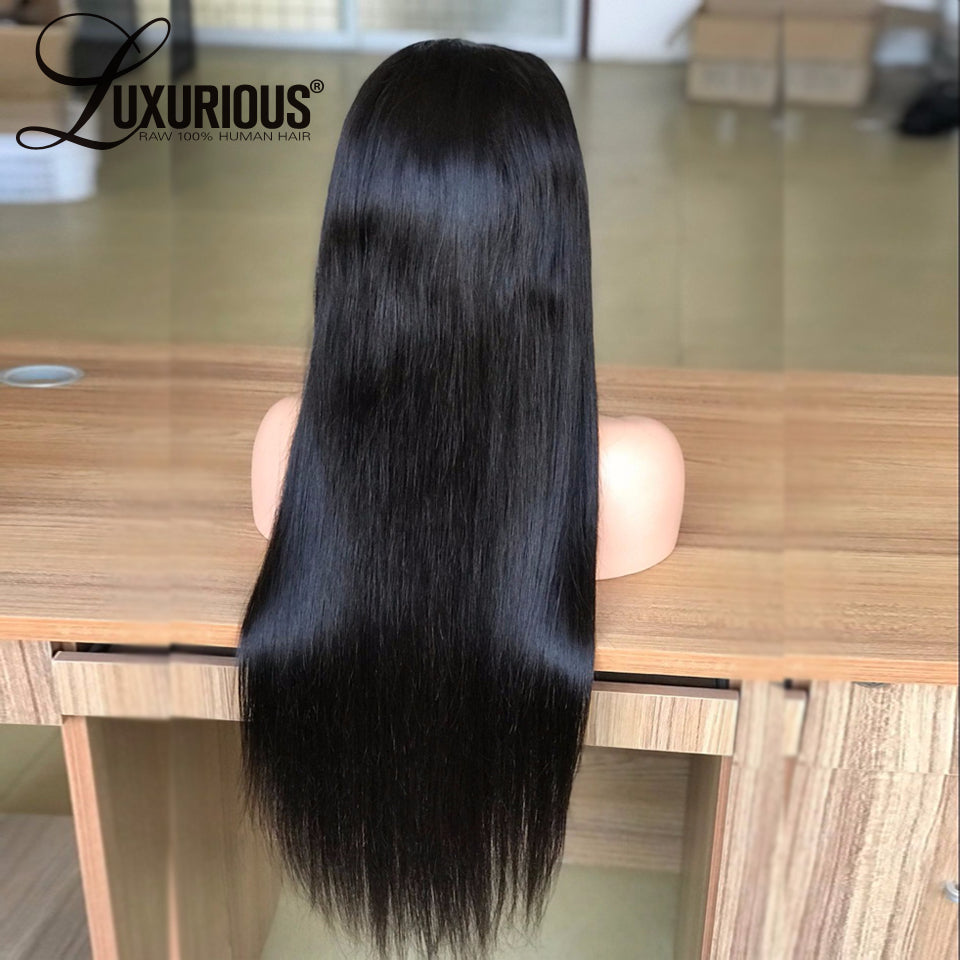 Pre Plucked Glueless Lace Front Human Hair Wigs With Baby Hair 8-24 Brazilian Remy Straight Full Lace Human Hair Wigs For Women