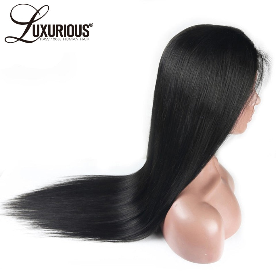 Pre Plucked Glueless Lace Front Human Hair Wigs With Baby Hair 8-24 Brazilian Remy Straight Full Lace Human Hair Wigs For Women