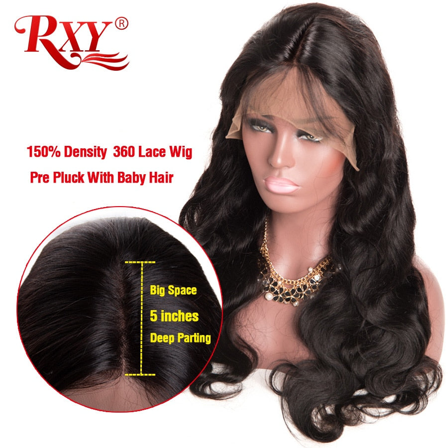 RXY 360 Lace Frontal Wig Pre Plucked With Baby Hair Brazilian Body Wave Wig Lace Front Human Hair Wigs For Black Women Remy Hair