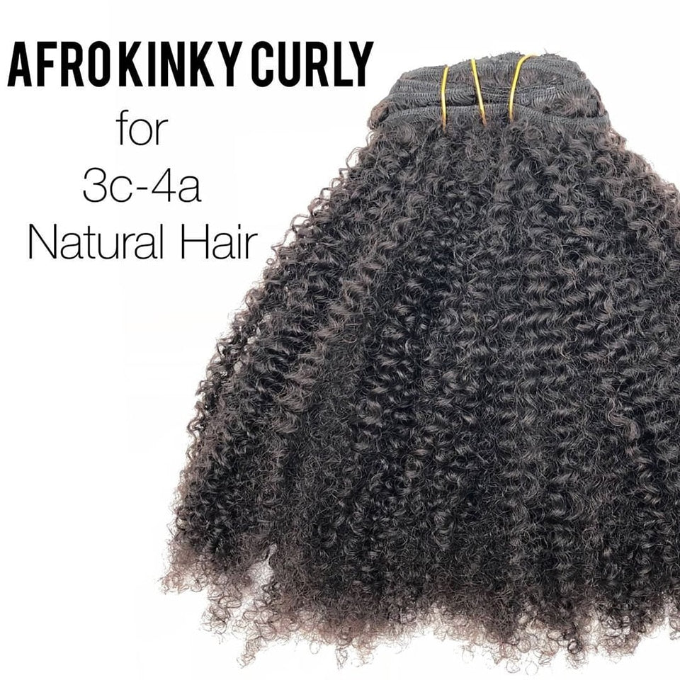 Afro Kinky Curly Clip-In Brazilian Human Hair Extensions