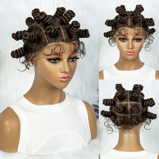 Bantu Knots Twists Box Braided Full Lace Wig - Sade