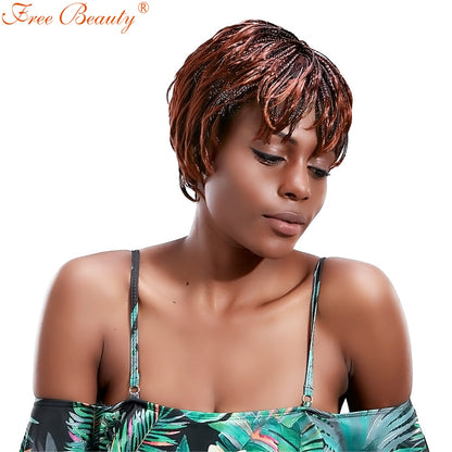 Short Box Braid Wig Brown Braided Box Braids Wigs Synthetic Hair 12'' Afro Wigs For Black Women African Braiding Wigs HPHR-008