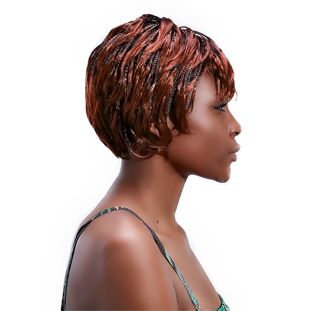 Short Braided Wigs African Braiding Hair Wig 12'' Synthetic Afro Box Braid Wig For Black Women Brown Synthteic Hair HPHR-008