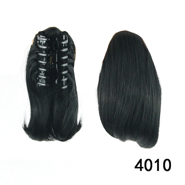 Short Straight Clip Type Ponytail Synthetic Hair Extensions