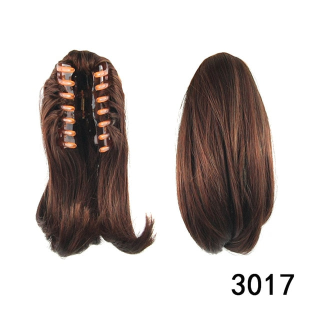 Short Straight Clip Type Ponytail Synthetic Hair Extensions