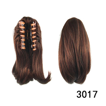Short Straight Clip Type Ponytail Synthetic Hair Extensions