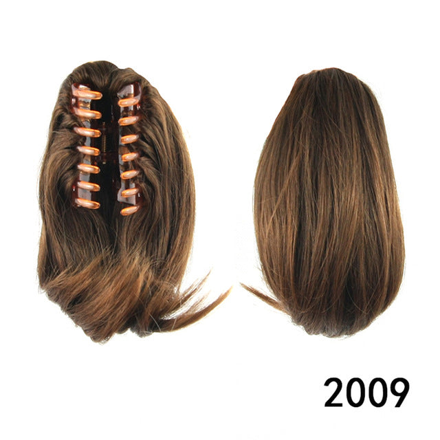 Short Straight Clip Type Ponytail Synthetic Hair Extensions