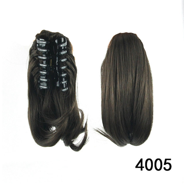 Short Straight Clip Type Ponytail Synthetic Hair Extensions
