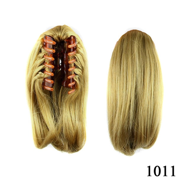 Short Straight Clip Type Ponytail Synthetic Hair Extensions