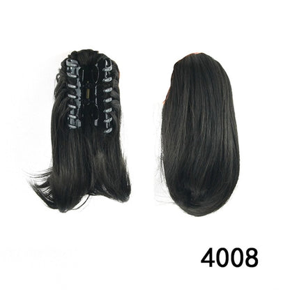 Short Straight Clip Type Ponytail Synthetic Hair Extensions