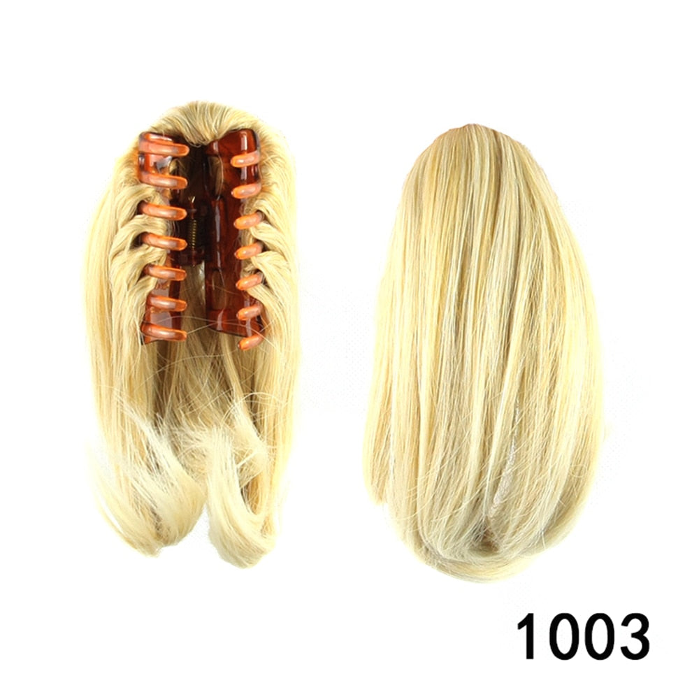 Short Straight Clip Type Ponytail Synthetic Hair Extensions