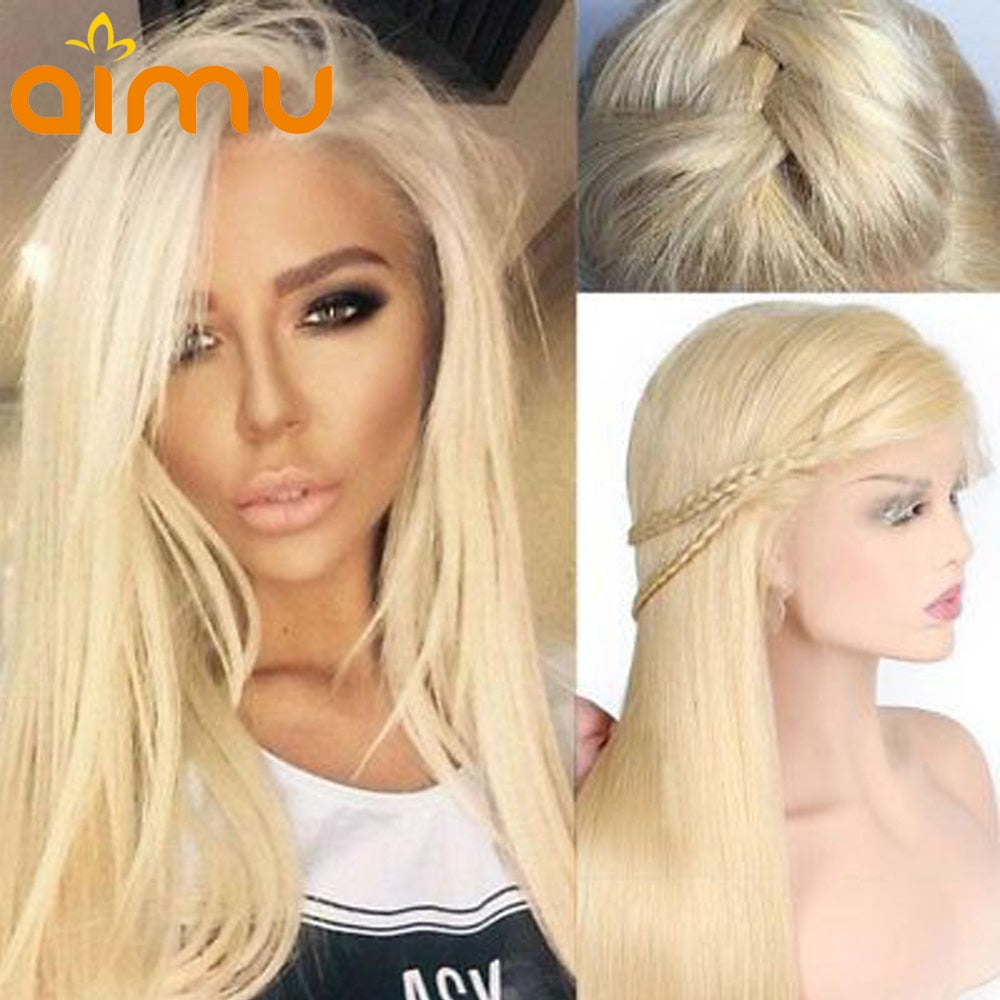 Straight 613 Blonde Full Lace Wig With Baby Hair for Women Black White Pre Plucked Brazilian Virgin Human Hair Wigs 130% Density