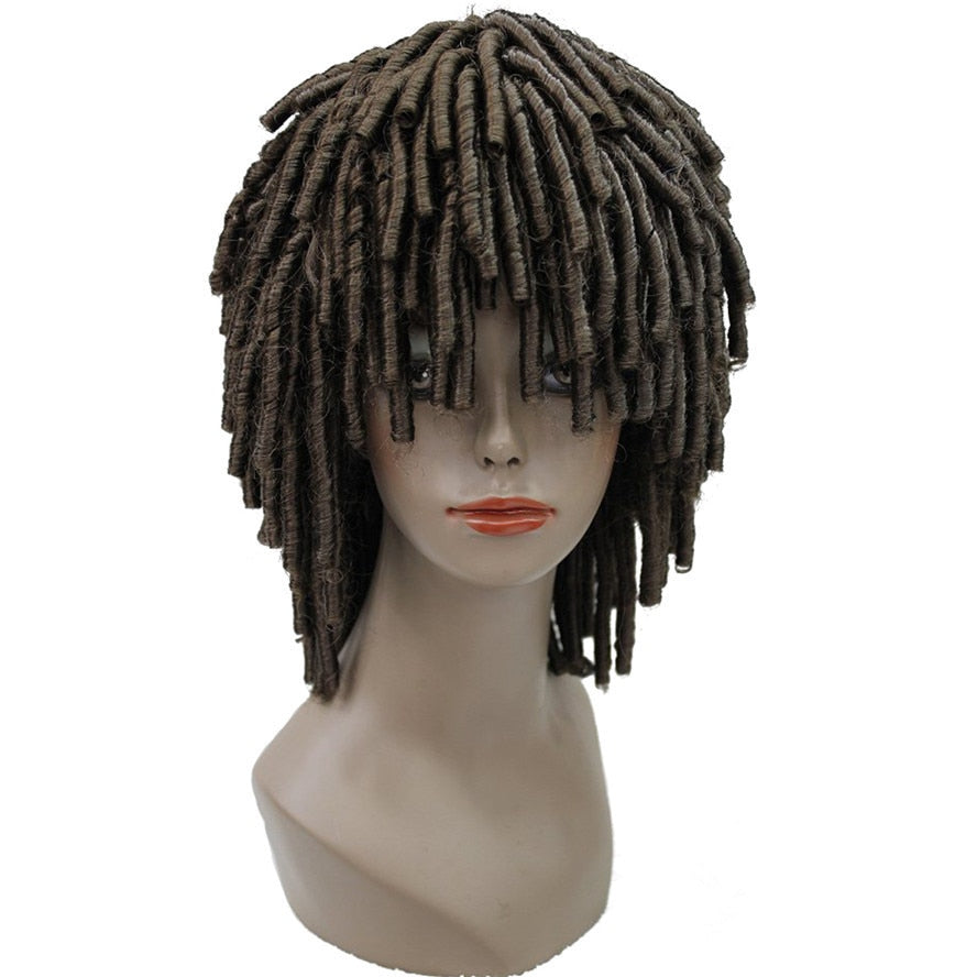 StrongBeauty kanekalon Dreadlock Hair African braids Wig Blonde/Brown Corkscrew Curls Medium length Synthetic wigs