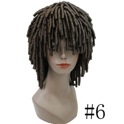 StrongBeauty kanekalon Dreadlock Hair African braids Wig Blonde/Brown Corkscrew Curls Medium length Synthetic wigs